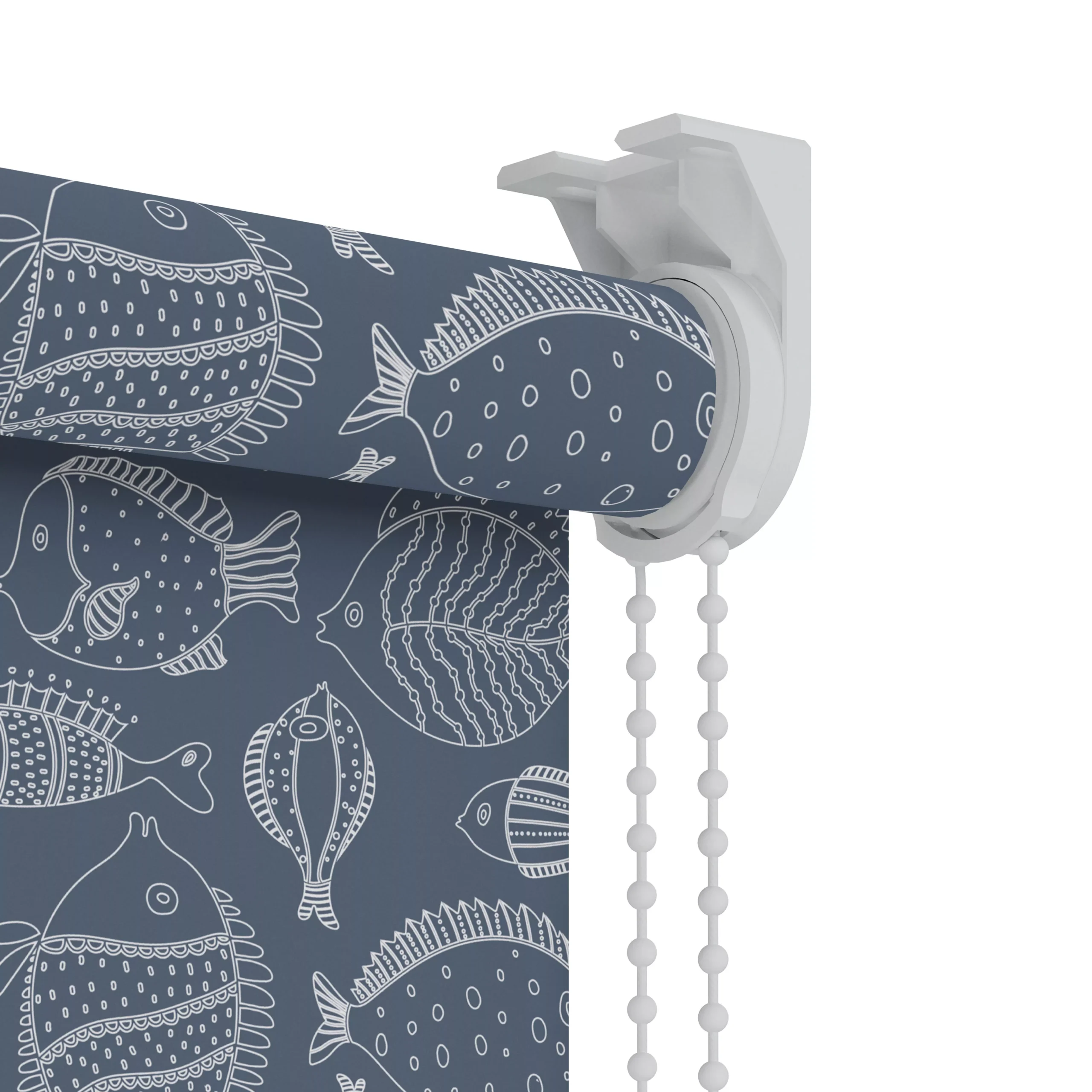 Kitchen & Bathroom Blinds Corded Fish Print Navy Blackout Roller Blind (W)90cm (L)180cm 5 Kitchen & Bathroom Blinds Corded Fish Print Navy Blackout Roller Blind (W)90cm (L)180cm - Image 3