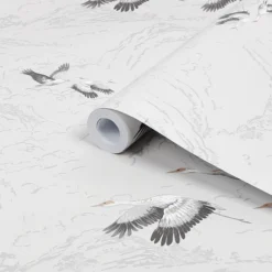 Laura Ashley Animalia Bird Silver Effect Smooth Wallpaper -Trade Point Sale laura ashley animalia bird silver effect smooth wallpaper5011583468267 36c bq