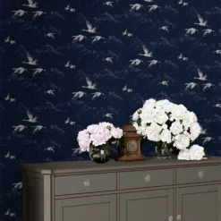 Laura Ashley Animalia Midnight Animal Smooth Wallpaper -Trade Point Sale laura ashley animalia midnight animal smooth wallpaper5011583486384 20i bq