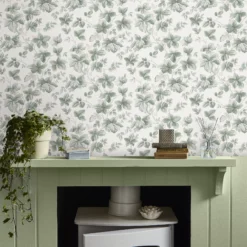 Laura Ashley Autumn Sage Green Leaves Smooth Wallpaper -Trade Point Sale laura ashley autumn sage green leaves smooth wallpaper5011583524260 20i bq