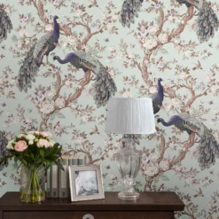 Laura Ashley Belvedere Duck Egg Peacock Smooth Wallpaper -Trade Point Sale laura ashley belvedere duck egg peacock smooth wallpaper5011583468380 20i bq