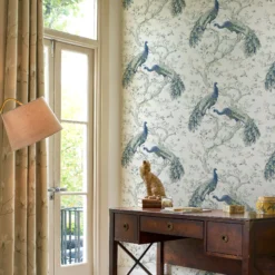 Laura Ashley Belvedere Midnight Peacock Smooth Wallpaper -Trade Point Sale laura ashley belvedere midnight peacock smooth wallpaper5011583468359 20i bq