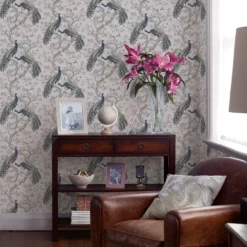 Laura Ashley Belvedere Midnight Peacock Smooth Wallpaper -Trade Point Sale laura ashley belvedere midnight peacock smooth wallpaper5011583468359 21i bq