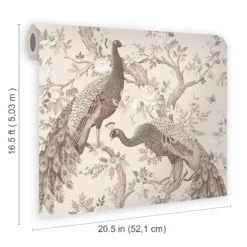 Laura Ashley Belvedere Soft Truffle Peacock Smooth Wallpaper -Trade Point Sale laura ashley belvedere soft truffle peacock smooth wallpaper5011583468410 02t bq