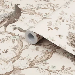 Laura Ashley Belvedere Soft Truffle Peacock Smooth Wallpaper -Trade Point Sale laura ashley belvedere soft truffle peacock smooth wallpaper5011583468410 36c bq