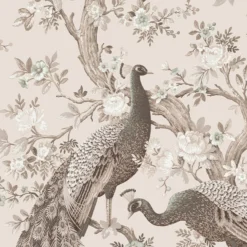 Laura Ashley Belvedere Soft Truffle Peacock Smooth Wallpaper -Trade Point Sale laura ashley belvedere soft truffle peacock smooth wallpaper5011583468410 37c bq