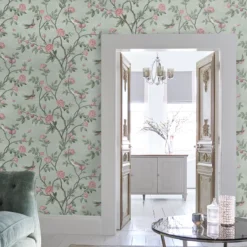Laura Ashley Eglantine Eau De Nil Trail Smooth Wallpaper -Trade Point Sale laura ashley eglantine eau de nil trail smooth wallpaper5011583467574 20i bq