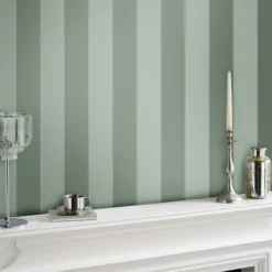 Laura Ashley Heritage Inspired Green Stripe Smooth Wallpaper -Trade Point Sale laura ashley heritage inspired green stripe smooth wallpaper5011583524147 20i bq