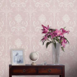 Laura Ashley Josette Amethyst Damask Smooth Wallpaper -Trade Point Sale laura ashley josette amethyst damask smooth wallpaper5011583467871 20i bq