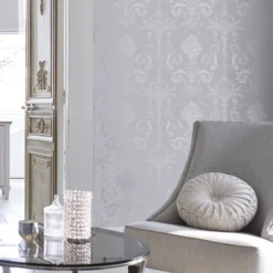 Laura Ashley Josette Damask Silver Effect Smooth Wallpaper 12 Laura Ashley Josette Damask Silver Effect Smooth Wallpaper -Trade Point Sale laura ashley josette damask silver effect smooth wallpaper5011583467819 21i bq