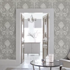 Laura Ashley Josette Steel Damask Smooth Wallpaper -Trade Point Sale laura ashley josette steel damask smooth wallpaper5011583467932 20i bq