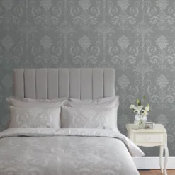 Laura Ashley Josette Steel Damask Smooth Wallpaper -Trade Point Sale laura ashley josette steel damask smooth wallpaper5011583467932 21i bq