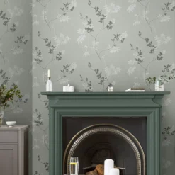 Laura Ashley Mari Green Floral Smooth Wallpaper -Trade Point Sale laura ashley mari green floral smooth wallpaper5011583545692 20i bq