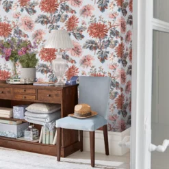 Laura Ashley Maryam Crimson Floral Smooth Wallpaper -Trade Point Sale laura ashley maryam crimson floral smooth wallpaper5011583486926 20i bq