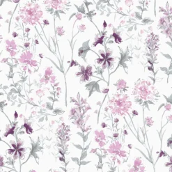 Laura Ashley Pale Iris Wild Meadow Smooth Wallpaper