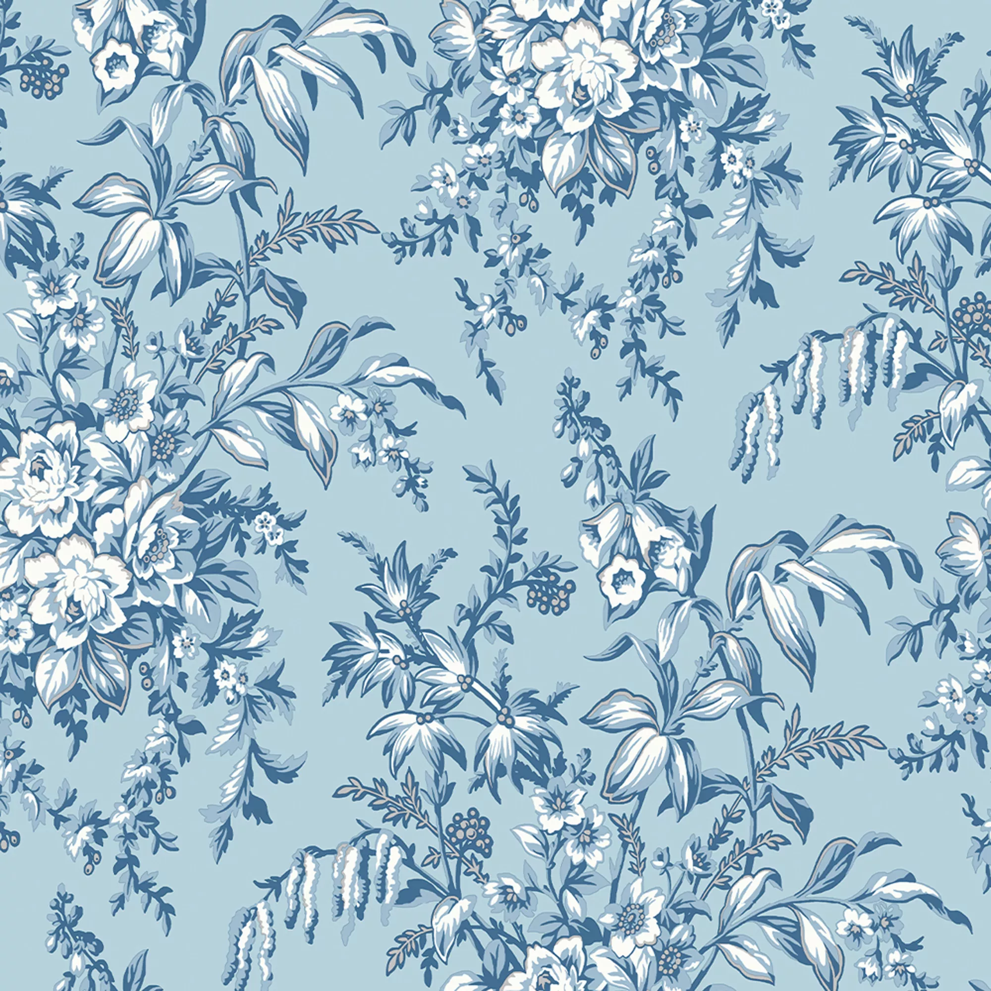 Laura Ashley Picardie Blue Sky Floral Smooth Wallpaper 4 Laura Ashley Picardie Blue Sky Floral Smooth Wallpaper - Image 2