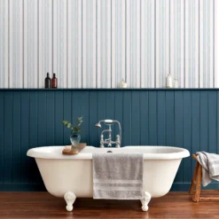 Laura Ashley Romantic Opulence Blue Stripe Smooth Wallpaper -Trade Point Sale laura ashley romantic opulence blue stripe smooth wallpaper5011583493191 21i bq