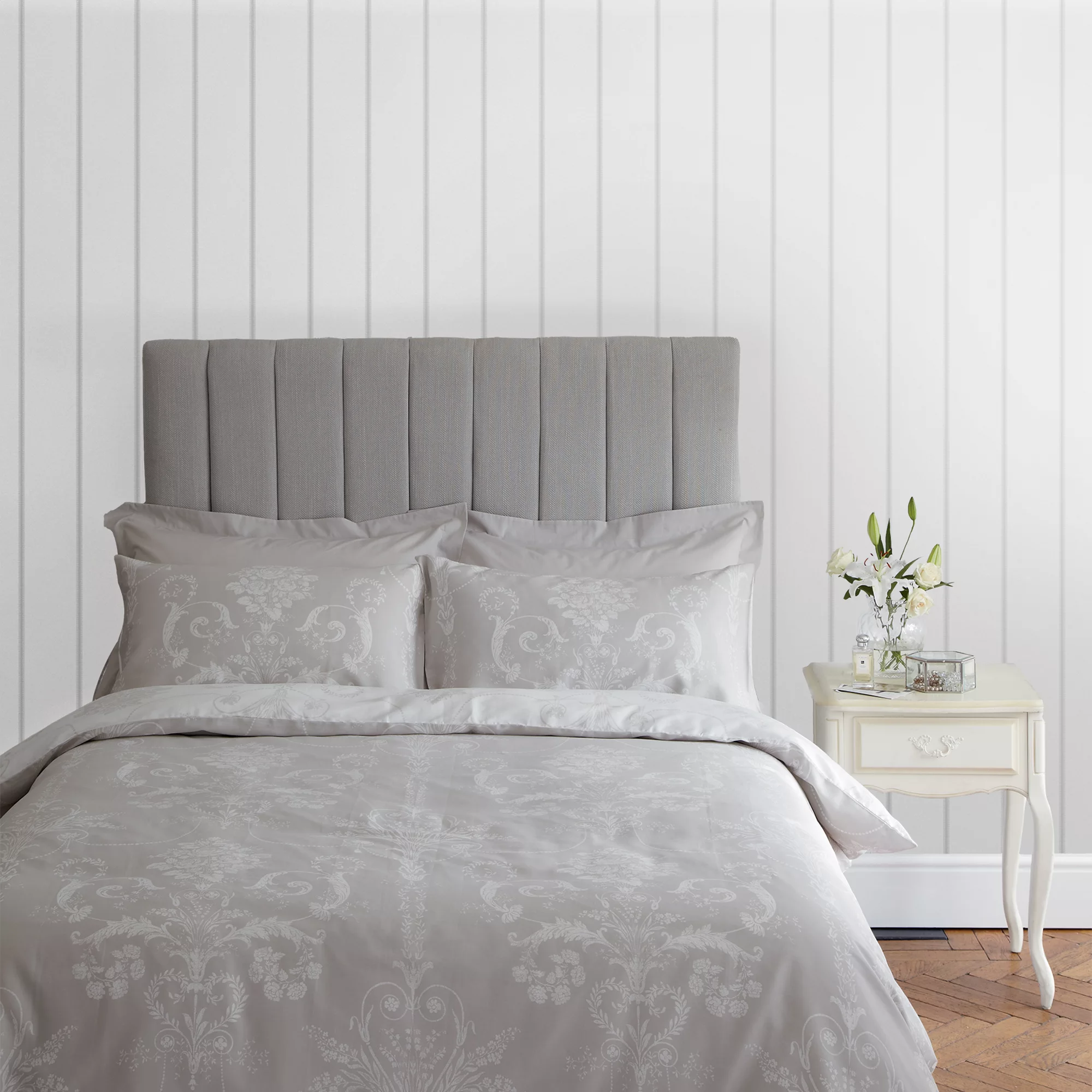 Laura Ashley Romantic Opulence Grey Stripe Smooth Wallpaper 3 Laura Ashley Romantic Opulence Grey Stripe Smooth Wallpaper