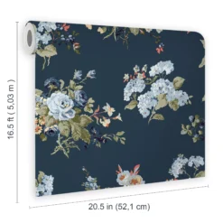 Laura Ashley Rosemore Midnight Seaspray Floral Smooth Wallpaper -Trade Point Sale laura ashley rosemore midnight seaspray floral smooth wallpaper5011583486506 02t bq