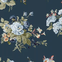 Laura Ashley Rosemore Midnight Seaspray Floral Smooth Wallpaper -Trade Point Sale laura ashley rosemore midnight seaspray floral smooth wallpaper5011583486506 37c bq