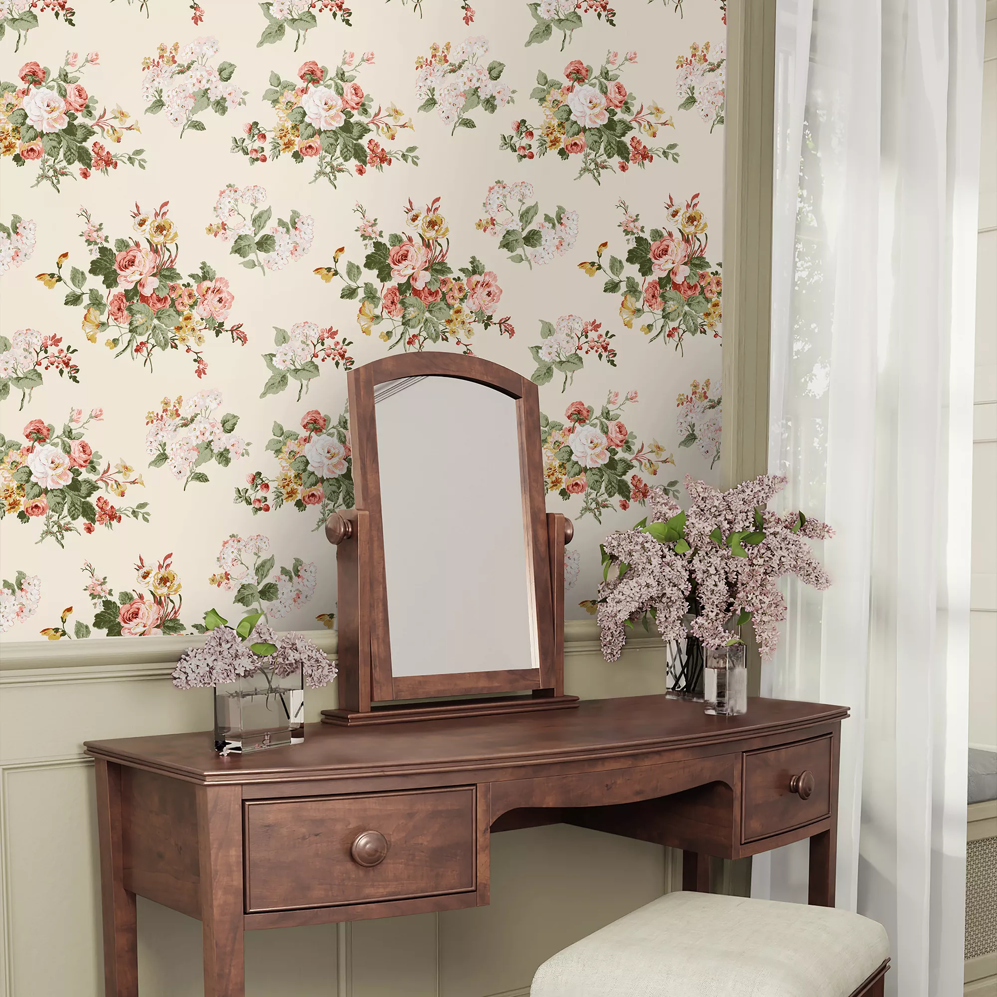 Laura Ashley Rosemore Pale Sable Floral Smooth Wallpaper 6 Laura Ashley Rosemore Pale Sable Floral Smooth Wallpaper - Image 4