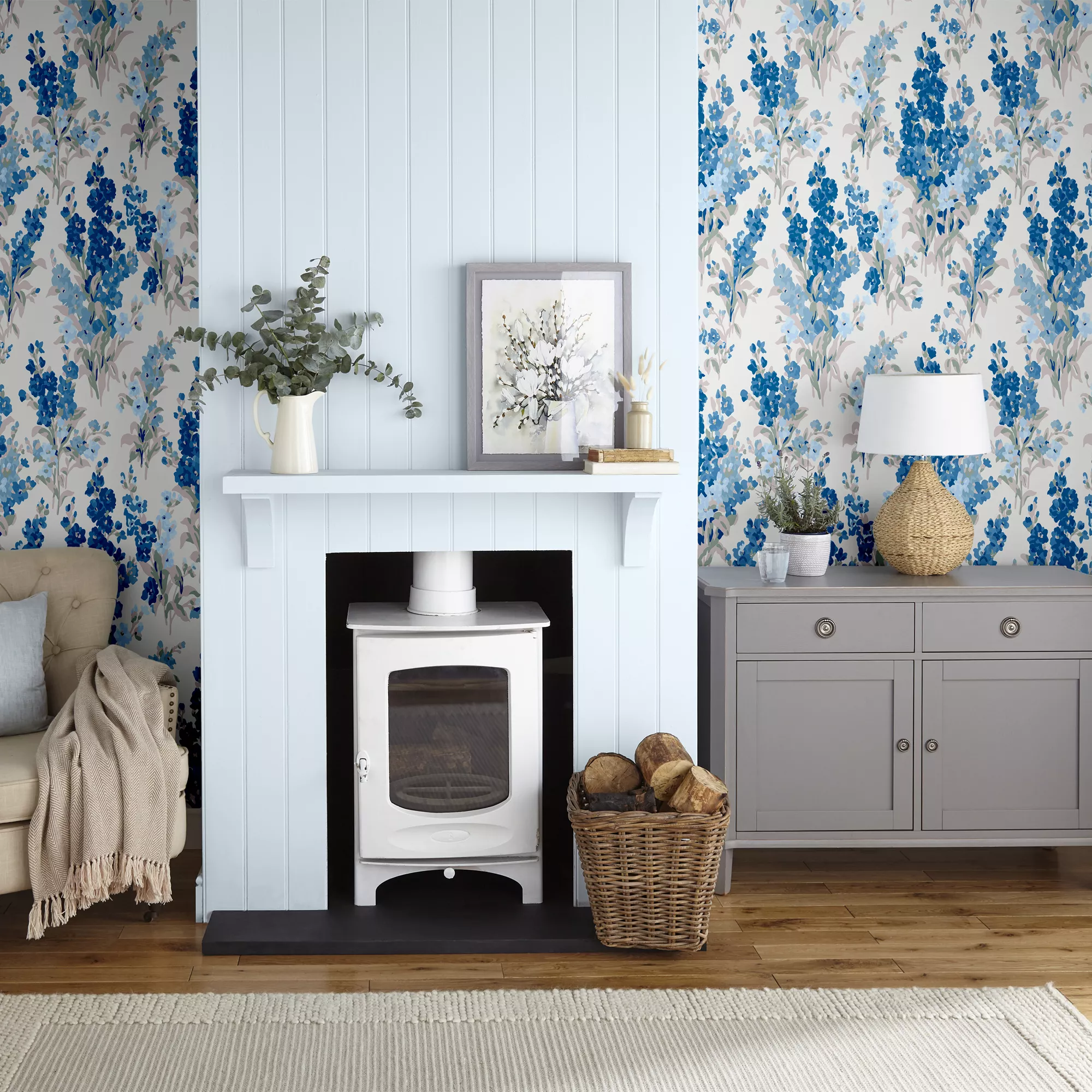 Laura Ashley Stocks Blue Sky Floral Smooth Wallpaper 5 Laura Ashley Stocks Blue Sky Floral Smooth Wallpaper - Image 3
