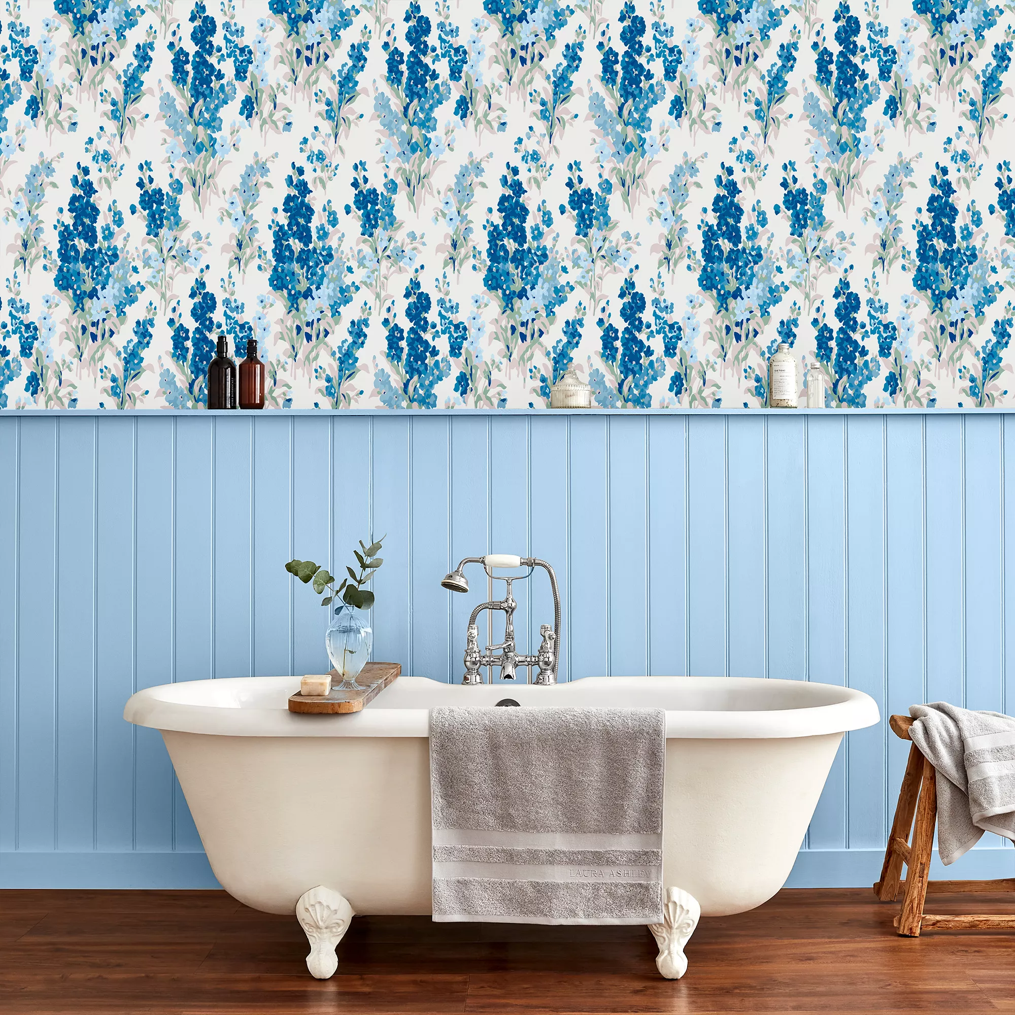 Laura Ashley Stocks Blue Sky Floral Smooth Wallpaper 6 Laura Ashley Stocks Blue Sky Floral Smooth Wallpaper - Image 4