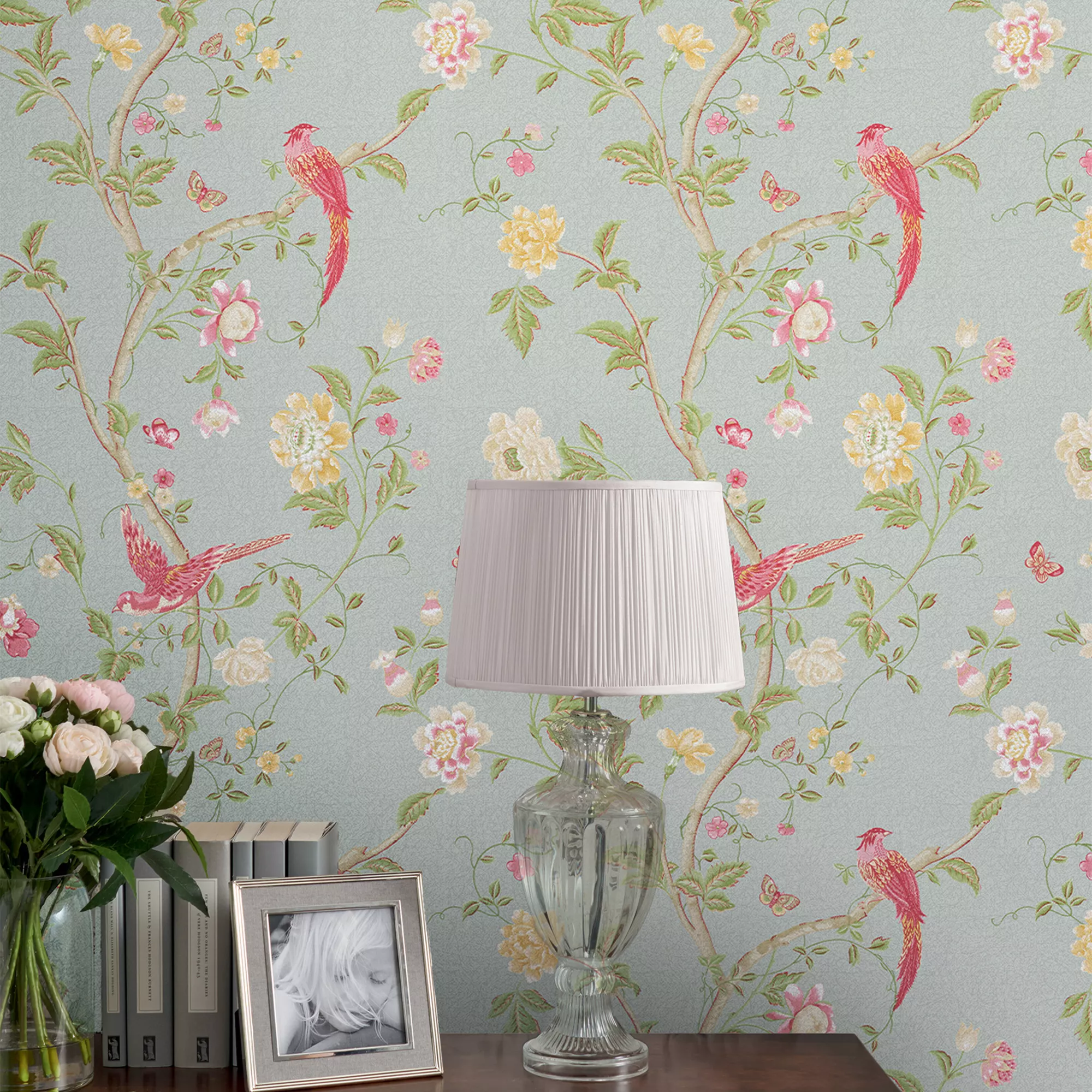 Laura Ashley Summer Palace Duck Egg Floral Smooth Wallpaper 6 Laura Ashley Summer Palace Duck Egg Floral Smooth Wallpaper - Image 4