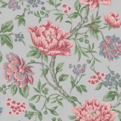 Laura Ashley Tapestry Slate Grey Floral Smooth Wallpaper