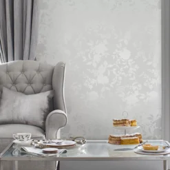 Laura Ashley Timeless Elegance Silver Floral Smooth Wallpaper -Trade Point Sale laura ashley timeless elegance silver floral smooth wallpaper5011583524352 20i bq