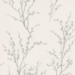 Laura Ashley Willow Off White & Steel Floral Smooth Wallpaper