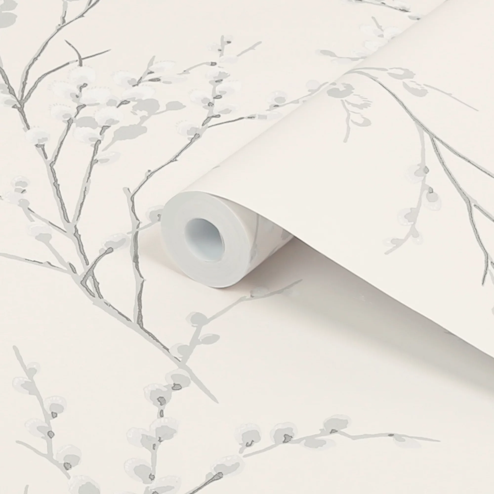 Laura Ashley Willow Off White & Steel Floral Smooth Wallpaper 4 Laura Ashley Willow Off White & Steel Floral Smooth Wallpaper - Image 2