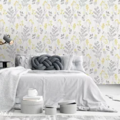 Lupton Grey & Yellow Floral Smooth Wallpaper -Trade Point Sale lupton grey yellow floral smooth wallpaper5059340410210 01i
