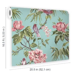 Next Birds & Blooms Duck Egg Floral Smooth Wallpaper -Trade Point Sale next birds blooms duck egg floral smooth wallpaper5011583520149 02t bq