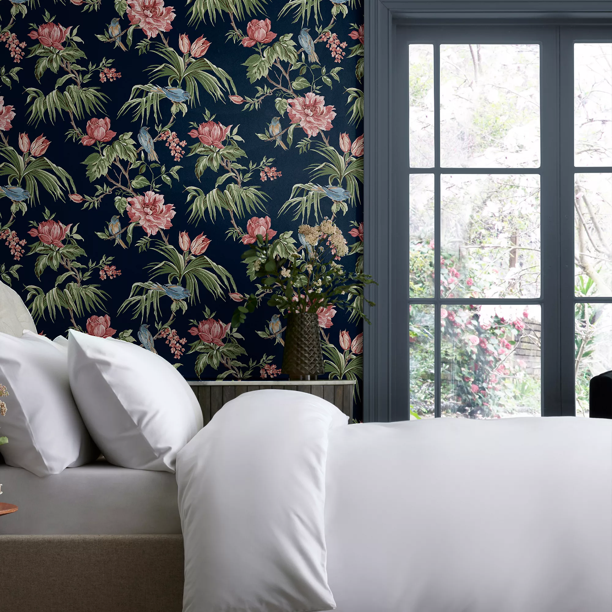 Next Birds & Blooms Navy Floral Smooth Wallpaper 6 Next Birds & Blooms Navy Floral Smooth Wallpaper - Image 4