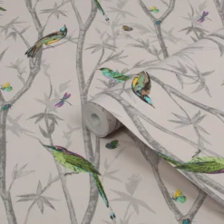 Next Chinoiserie Bird Trail Natural Smooth Wallpaper