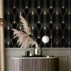 Next Deco Geometric Black Metallic Effect Smooth Wallpaper -Trade Point Sale next deco geometric black metallic effect smooth wallpaper5011583521917 20i bq