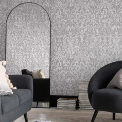 Next Majestic Damask Grey Metallic Effect Smooth Wallpaper -Trade Point Sale next majestic damask grey metallic effect smooth wallpaper5011583521313 20i bq
