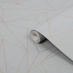 Next Scatter Geo Grey Metallic Effect Smooth Wallpaper