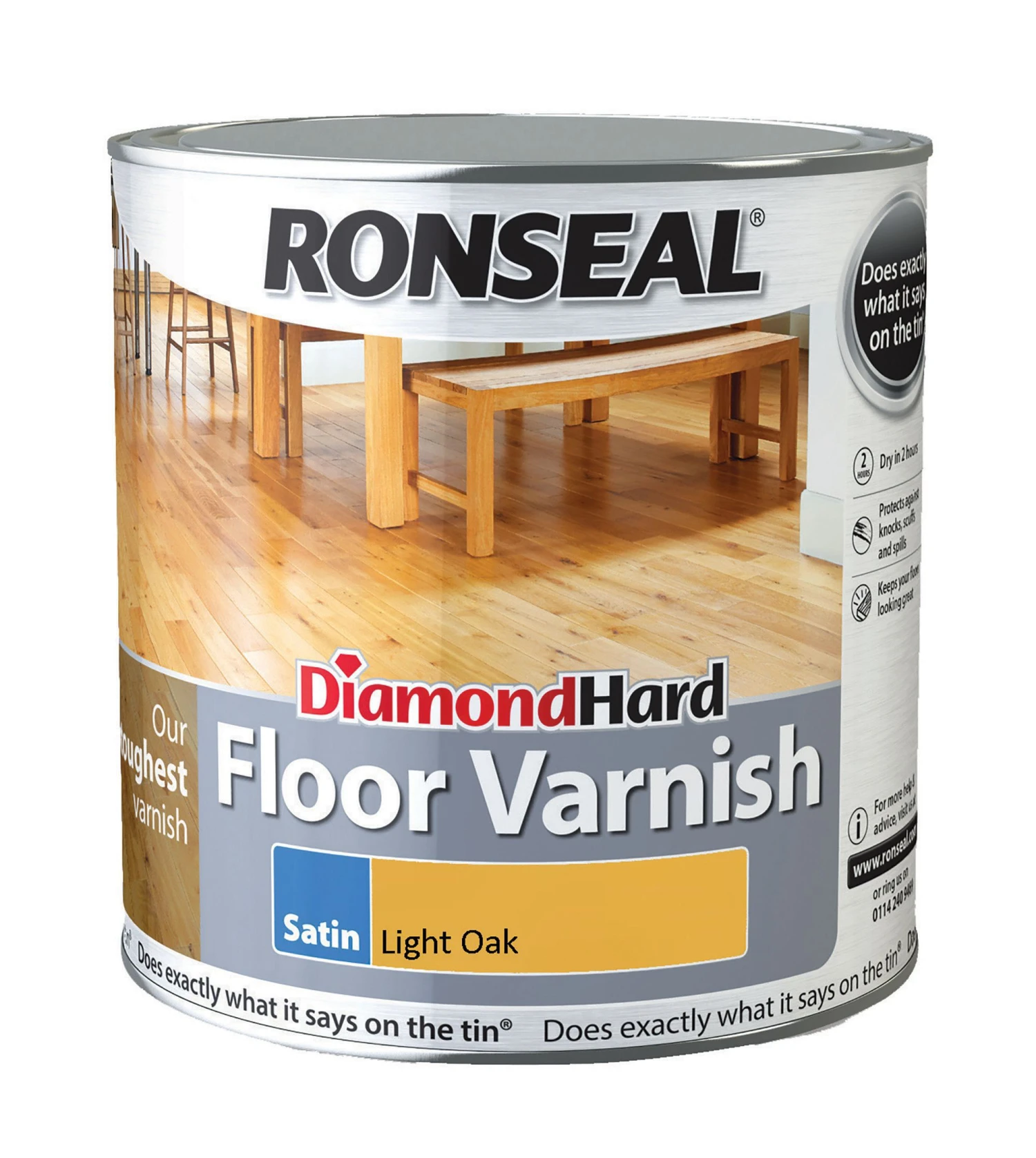 Ronseal Diamond Hard Light Oak Satin Floor Wood Varnish, 2.5L 3 Ronseal Diamond Hard Light Oak Satin Floor Wood Varnish, 2.5L