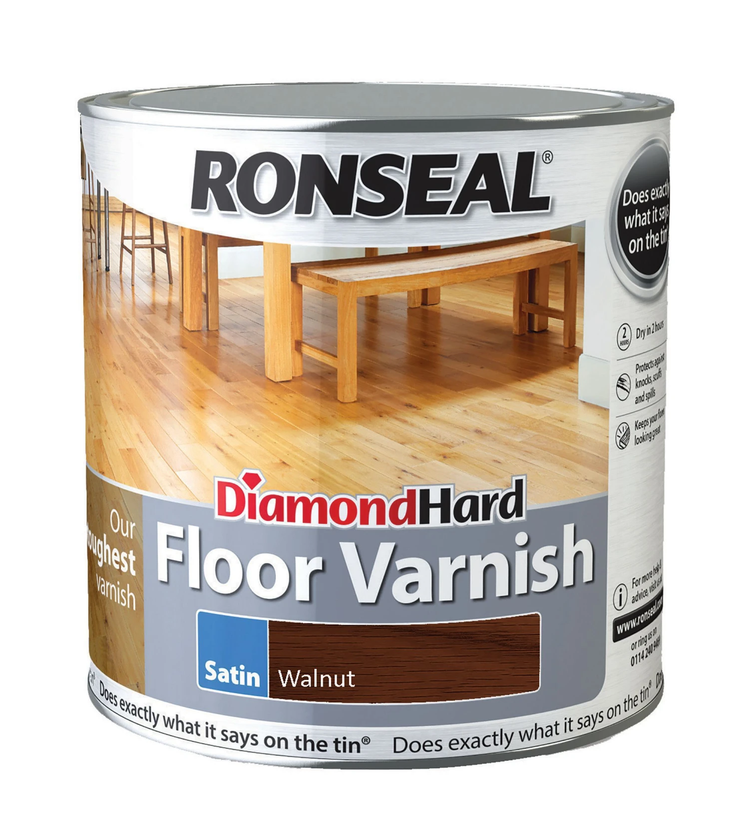 Ronseal Diamond Hard Walnut Satin Floor Wood Varnish, 2.5L 3 Ronseal Diamond Hard Walnut Satin Floor Wood Varnish, 2.5L