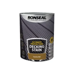 Ronseal Ultimate Protection Country Oak Matt Decking Wood Stain, 5L -Trade Point Sale ronseal ultimate protection country oak matt decking wood stain 5l5010214891115 08c