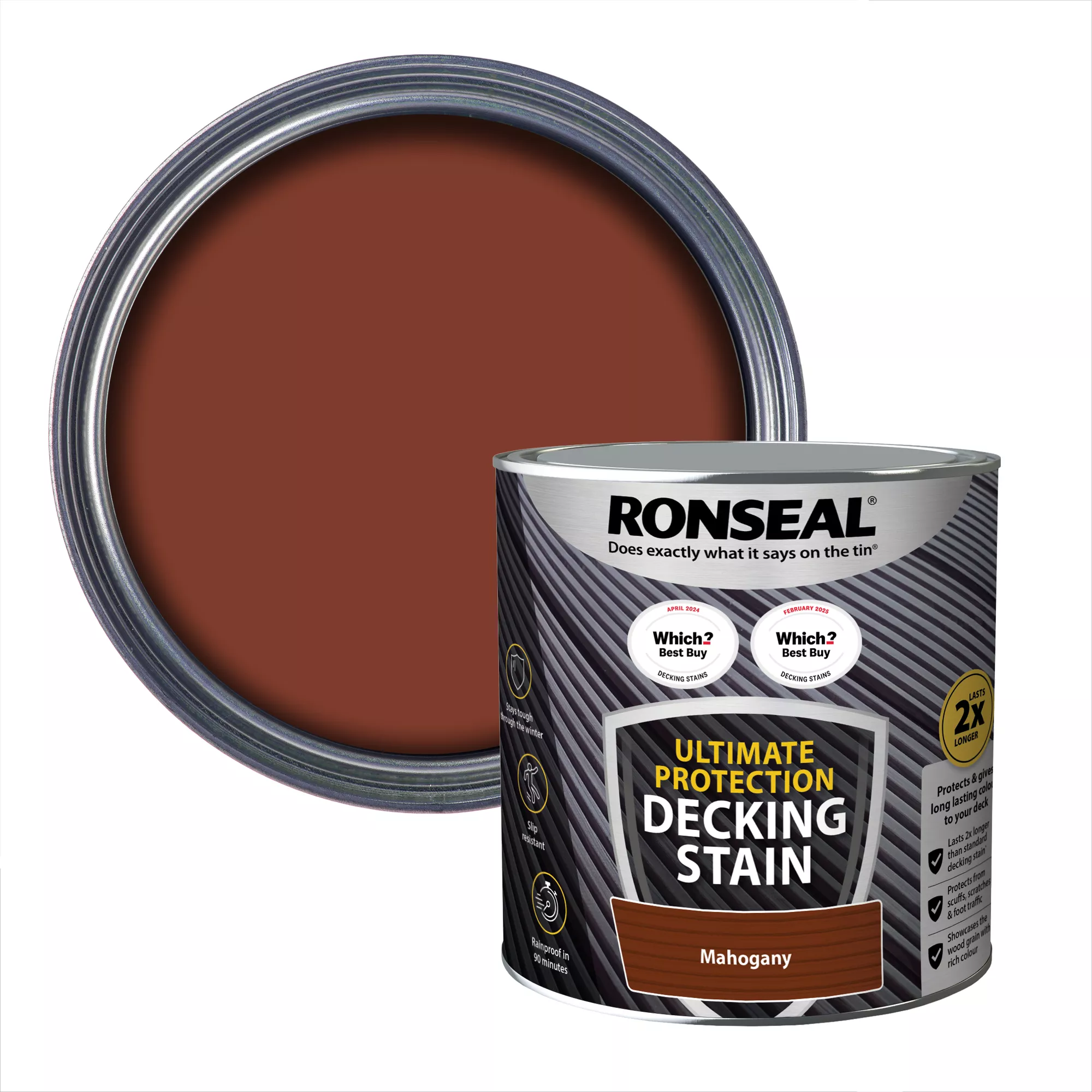 Ronseal Ultimate Protection Rich Mahogany Matt Decking Wood Stain, 2.5L 3 Ronseal Ultimate Protection Rich Mahogany Matt Decking Wood Stain, 2.5L