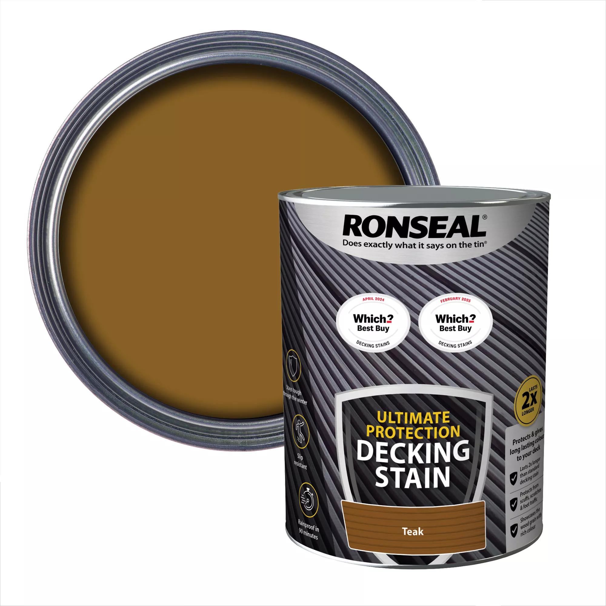 Ronseal Ultimate Protection Rich Teak Matt Decking Wood Stain, 5L 3 Ronseal Ultimate Protection Rich Teak Matt Decking Wood Stain, 5L