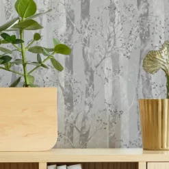 Sublime Dappled Trees Silver Effect Smooth Wallpaper -Trade Point Sale sublime dappled trees silver effect smooth wallpaper5011583413106 02i bq