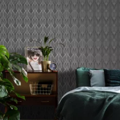 Sublime Dark Grey Ribbon Geometric Smooth Wallpaper -Trade Point Sale sublime dark grey ribbon geometric smooth wallpaper5011583412819 01i bq