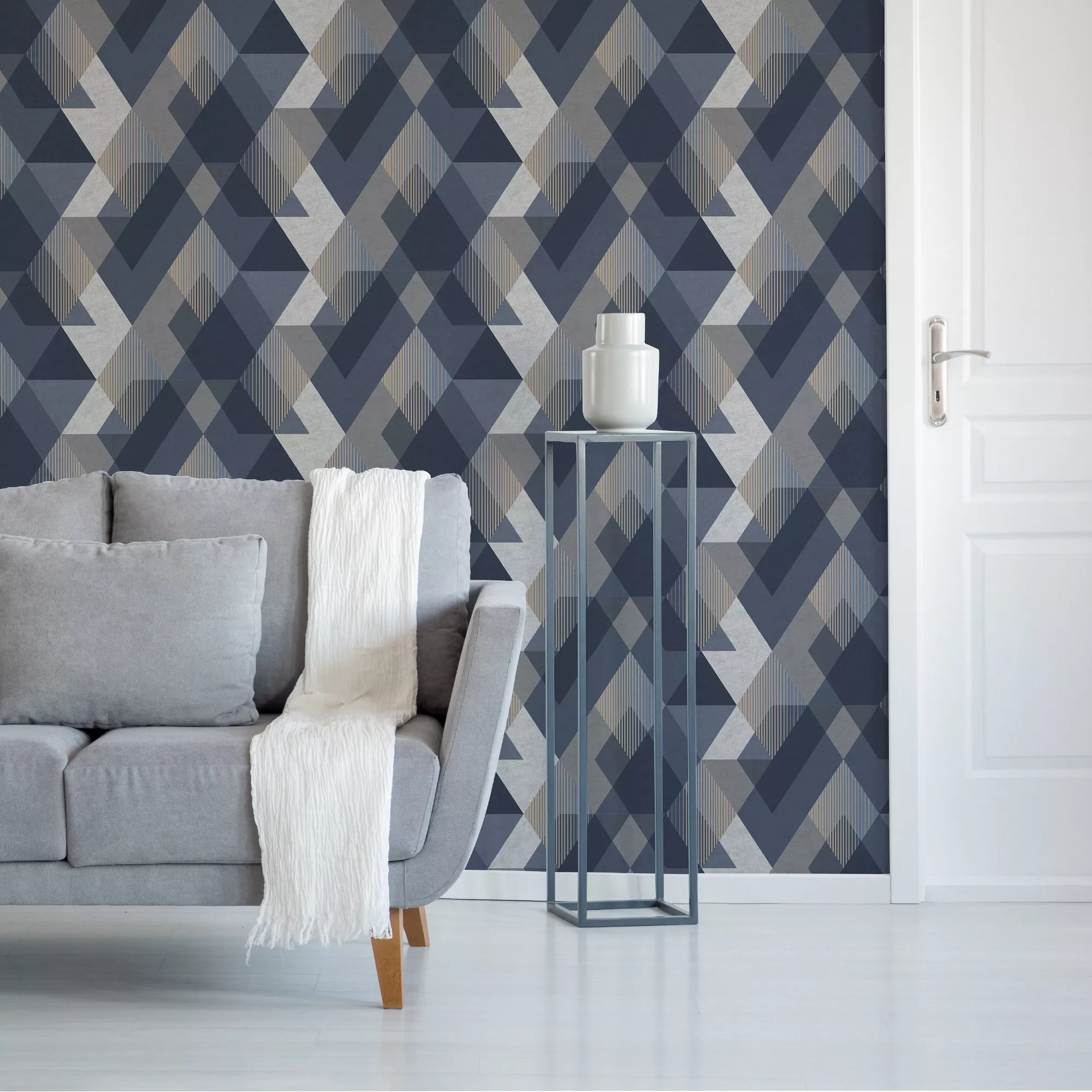 Sublime Decadence Navy Geometric Smooth Wallpaper 6 Sublime Decadence Navy Geometric Smooth Wallpaper - Image 4