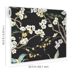 Sublime Japan Black & Green Floral Metallic Effect Smooth Wallpaper -Trade Point Sale sublime japan black green floral metallic effect smooth wallpaper5011583382020 02t bq