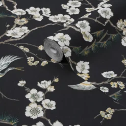 Sublime Japan Black & Green Floral Metallic Effect Smooth Wallpaper -Trade Point Sale sublime japan black green floral metallic effect smooth wallpaper5011583382020 36c bq