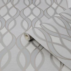 Sublime Light Grey Ribbon Geometric Smooth Wallpaper